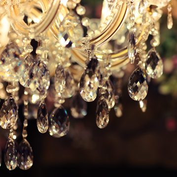 Closeup of crystal chandelier Closeup of antique crystal chandelier