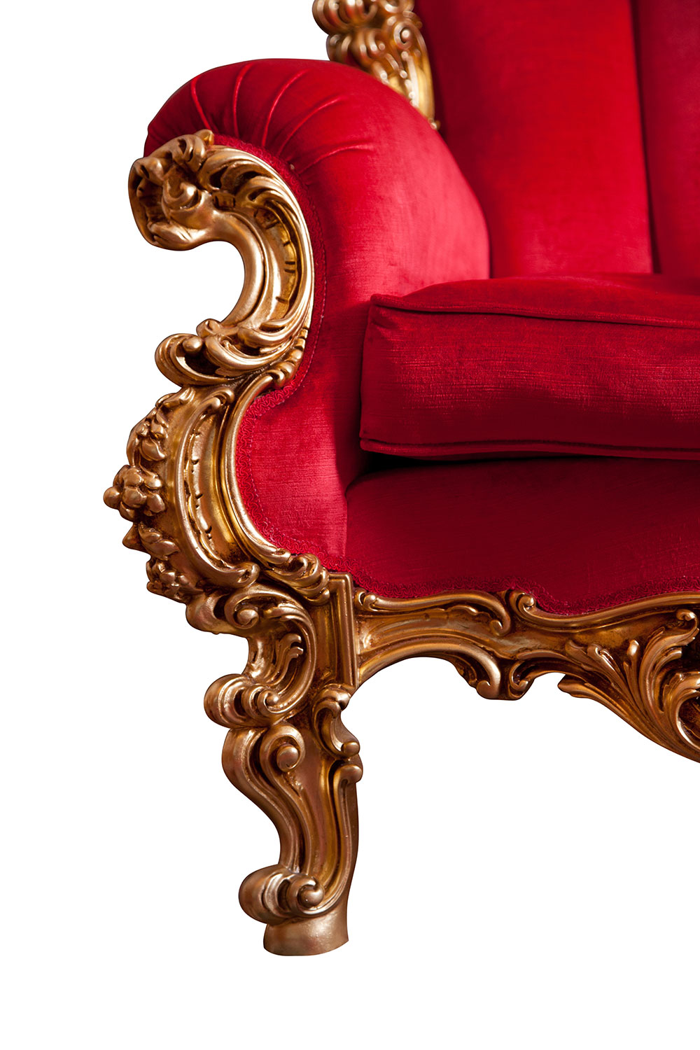 ornate baroque settee, red red baroque ornate settee - antique