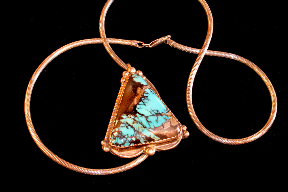 Native American turquoise necklace - triangular pendant